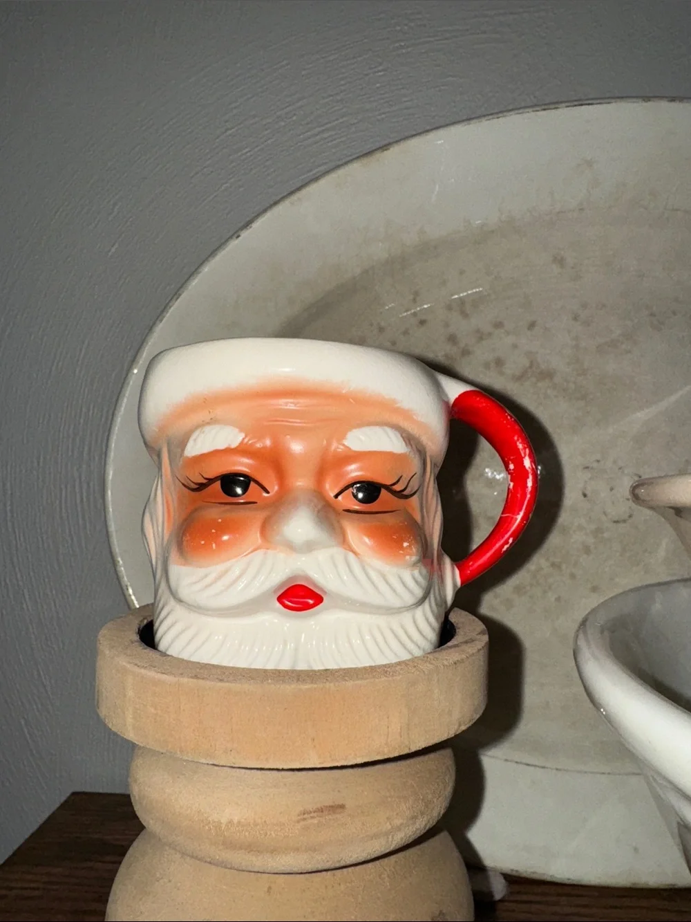 Crazed & Chippy Vintage Santa Mugs